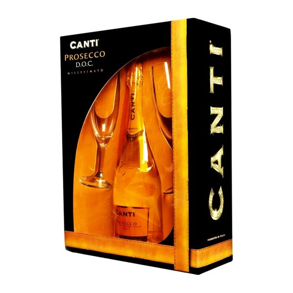 Canti Prosecco Gift Set With 2 Glasses 750ml
Bottle